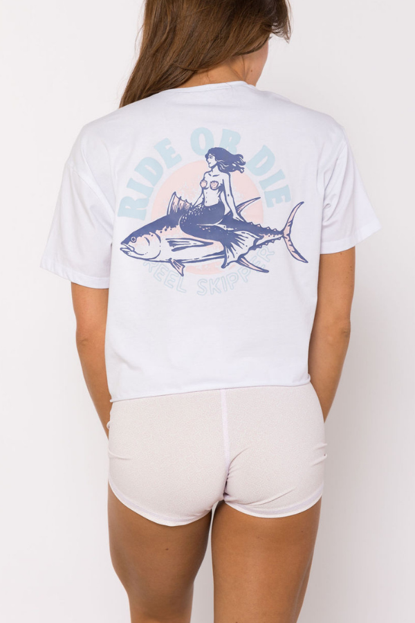 Cropped Tee - White/Ride or Die