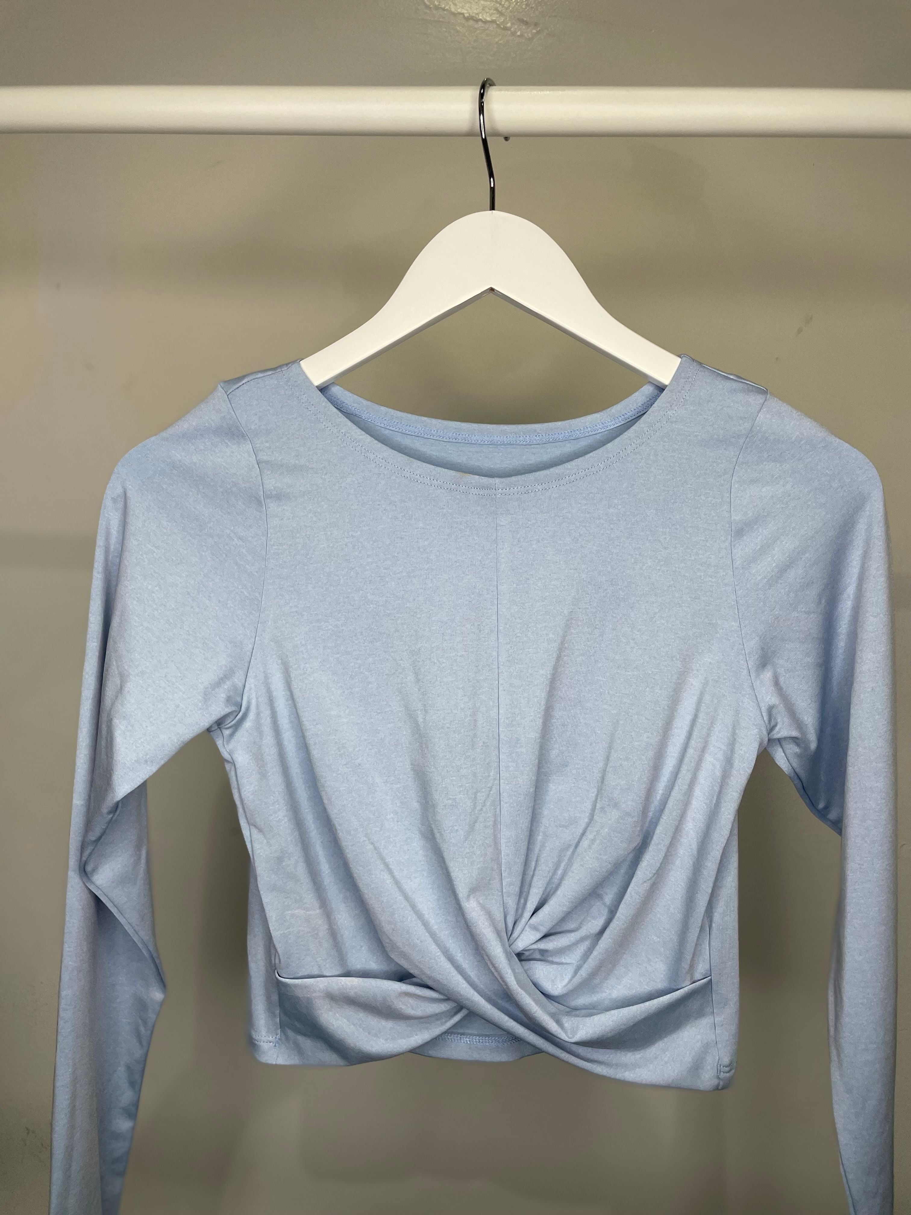 Sample - Long Sleeve Raya Twist Top - Baby Blue - S - Final Sale