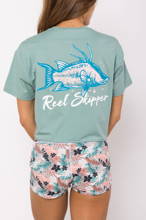 Cropped Tee - Aruba Blue/Hogfish