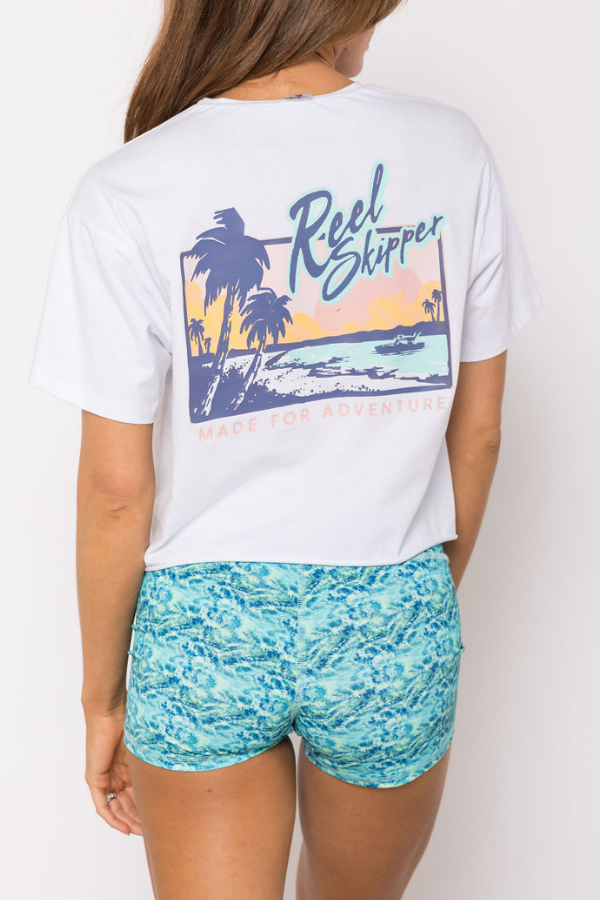 Cropped Tee - White/Bahamas Postcard